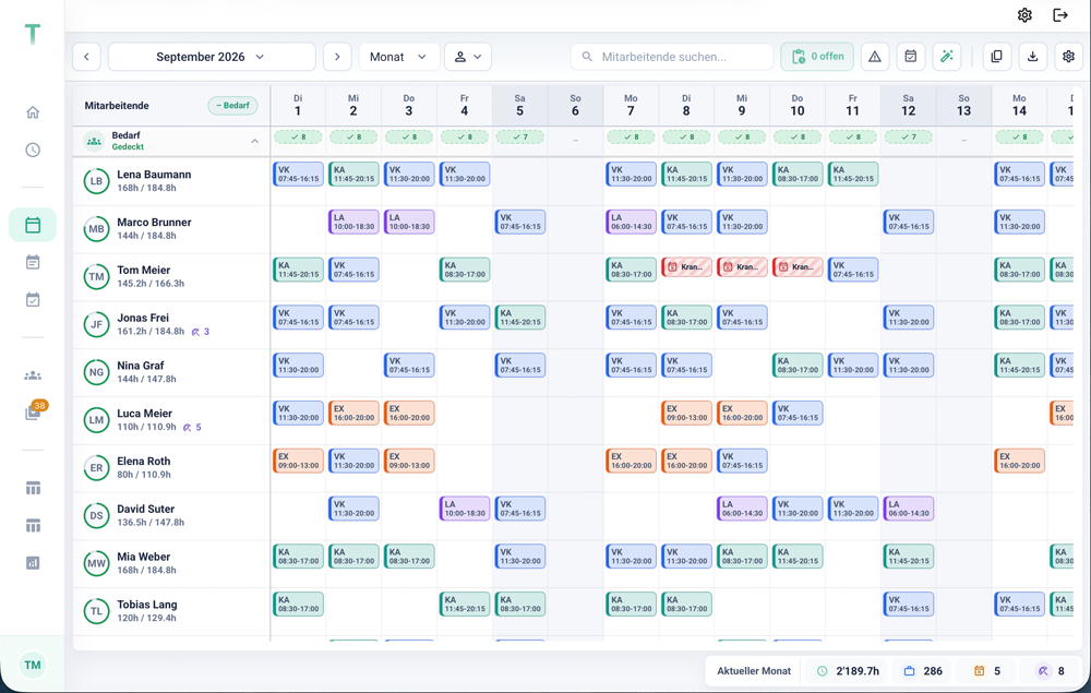 Schichtplan erstellen Programm